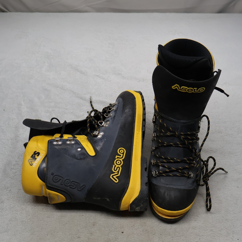 Asolo Mens 11 Mountaineering Boots Black AFS 8000 Vibram Rugged Climbing Italy